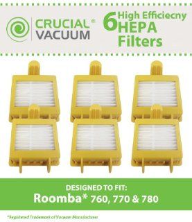 6 HEPA Vacuum Cleaner Filters that Fit Roomba 760, 770, 780 Vacuum Cleaner Models; Replaces Roomba Part # 21899 ; Designed & Engineered by Crucial Vacuum Health & Personal Care