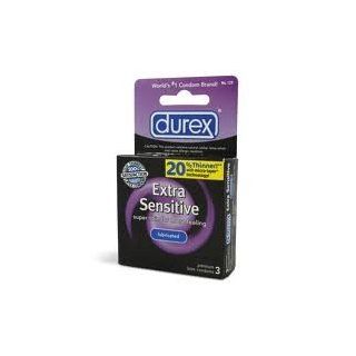 3 Durex Extra Sensitive Lubricated Latex Condoms ~ 20% Thinner With Micro Layer Technology Health & Personal Care