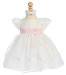 Pink Embroidered Organza Baby Easter Dress with Headband   Size 18 24 Month Clothing