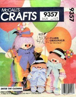 McCalls 9357 or 762 Clarence the Clown Dolls Craft Pattern, Clark Originals 
