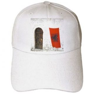 Albanian flag, Berat, old walled city. Albania EU01 PKA0142   Per Karlsson   Adult Baseball Cap Clothing