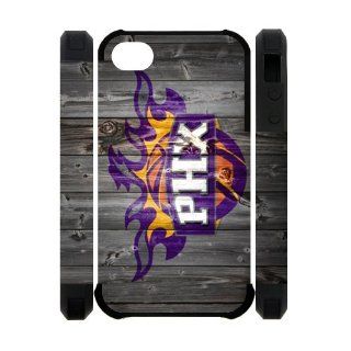 Wood Pattern NBA Phoenix Suns Logo Apple iPhone 4/4S Dual Protective Cases Covers Cell Phones & Accessories