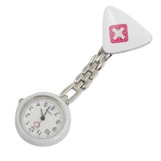 Women White Triangle Design Brooch Arabic Numerals Nurse Watch Watches