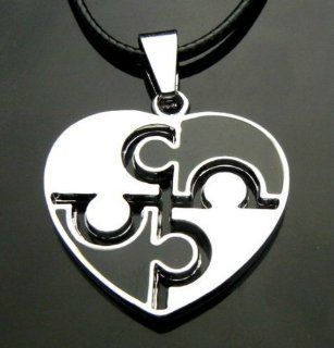 SALE OUT Limited STOCK 2014 model TF788  Black & Silvertone Puzzle Heart Alloy Pendant String Necklace Health & Personal Care