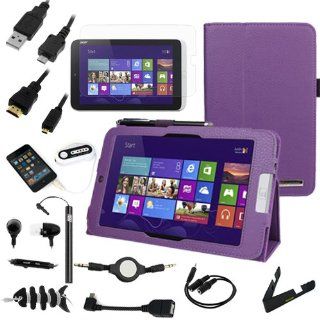 GTMax 12 pieces Accessories Bundle Kit for  Kindle Fire Combo Set Includes Leather Wallet Case + 2 X Screen Protector + 3 X Universal Stylus + Data Cable + Y Extension Cable + 3.5mm Retractable Cable + Soft Gel Headset + Headset Wrap + Memory Card Case K