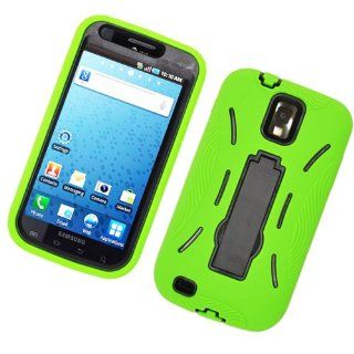 Samsung Hercules/Galaxy S Ii T Mobile/T989 Armor Case Black +Green 766 With Stand 