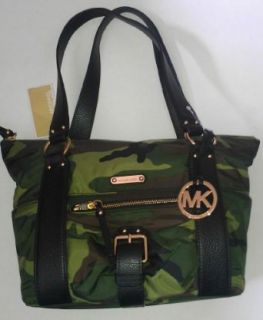 Michael Kors Austin Md Top Zip Nylon Tote Handbag Purse Camo 38T1CANT2B Clothing