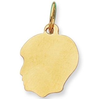 14K Yellow Gold Boy's Head Charm (12 x 21mm) Jewelry