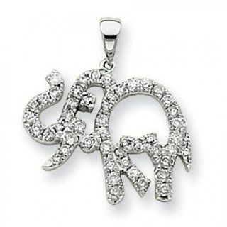 Diamond Elephant Pendant in White Gold   14kt   Round Shape   Wonderful   Women GEMaffair Jewelry