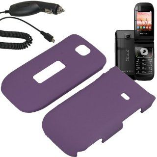 BW Hard Shield Shell Cover Snap On Case for MetroPCS, T Mobile Alcatel One Touch 768 + Car Charger Purple Cell Phones & Accessories