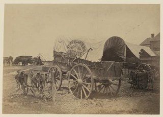 Photo Covered wagon, supplies, Headquarter baggage, saddlery, Civil War military camp, 1865   Prints