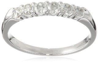 14k White Gold Round Diamond Prong Set Wedding Band (1/2 cttw, H I Color, I1 I2 Clarity) Jewelry
