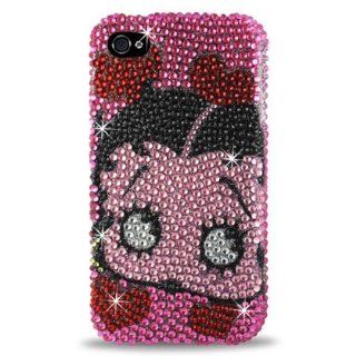 IPhone 4 4S Betty Boop B30 Face W/Hearts PINK Bling Diamond Hard Case Cell Phones & Accessories