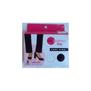 STYLESSENTIALS by L'eggs Knee High, One Size, Off Black, Sheer Toe, 5 Pair Package  Exercise Equipment  Sports & Outdoors