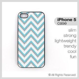 iPhone 5 Case Modern Design Chevron 24 Aqua Grey White   Slim Lightweight Trendy Case Cell Phones & Accessories