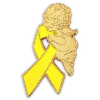 Yellow Color Awareness Ribbon Religious Spiritual Angel Pin 1" Jewelry