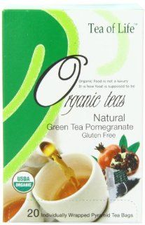 Tea Of Life Organic Green Tea, Pomegranate, 20 Count  Grocery & Gourmet Food