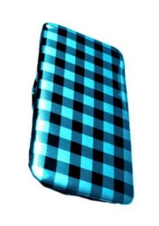 Flat Wallet Checker Print with Zipper Pocket, Id Photo Slots and Choice of Colors (Navy Blue2)