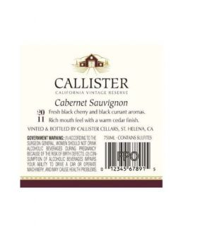 2011 Callister Cabernet Sauvignon California Vintage Reserve 750 mL Wine