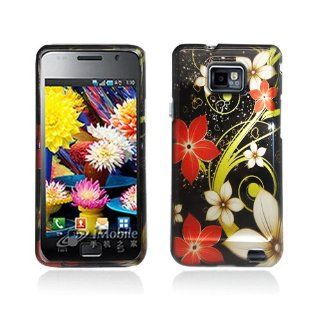 Black Red Flower Hard Cover Case for Samsung Galaxy S2 S II AT&T i777 SGH i777 Attain i9100 Cell Phones & Accessories