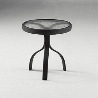 Woodard 18 in. Round End Table with Obscure Glass Top   Patio Tables