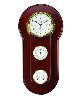 Bey Berk International Ramah Time and Tide Wall Clock   11.75 Inches Wide   Weather Stations