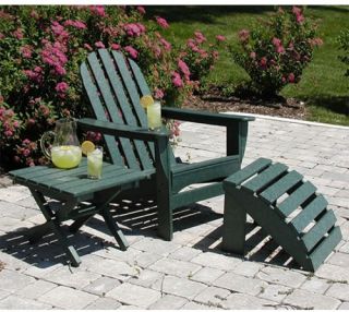 POLYWOOD® Recycled Plastic Classic Adirondack Chair, Table & Ottoman   3pc Set   Adirondack Chairs