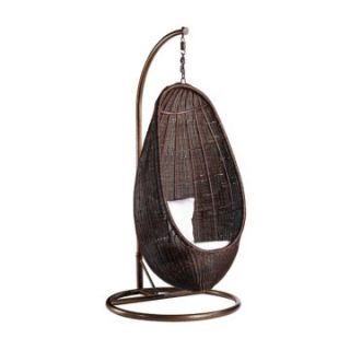 Fine Mod Imports Rattan Hanging Chair with Stand   Chocolate   Hammock Chairs & Swings