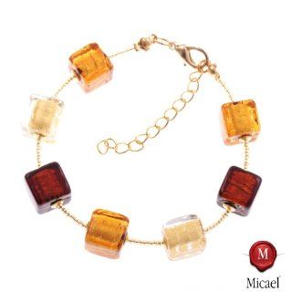 Quadro Murano Glass Bracelet amber gold Micael Jewelry