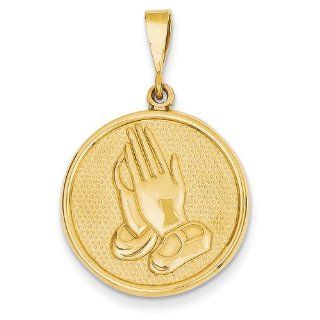 14k Yellow Gold Praying Hands & Serenity Prayer Pendant. Pendant Necklaces Jewelry