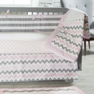 My Baby Sam Pink Chevron 3 Piece Crib Set   Baby Bedding Sets