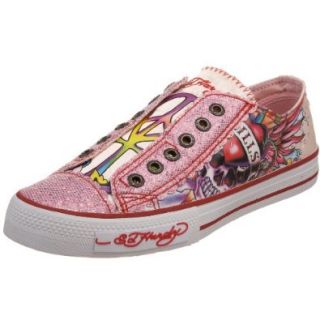 Ed Hardy Women's Glitter Lowrise Sneaker,Pink 10SLR803W,7 M US Shoes