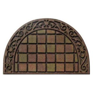 3D Impressions 60 853 1403 02200034 Cobblestone Half Round Doormat   Walnut Brown   22 x 34 in.   Outdoor Doormats