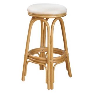 Hospitality Rattan Carmen Indoor Swivel Rattan & Wicker 24 in. Counter Stool with Cushion   Natural   Bistro Chairs