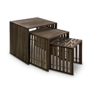 Vermont Iron and Wood Crate Nesting Tables   Set of 3   End Tables