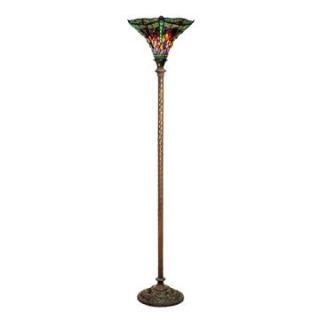 Warehouse of Tiffany 1509+BB75B Tiffany Style Dragonfly Red & Purple Torchiere Floor Lamp   Tiffany Floor Lamps