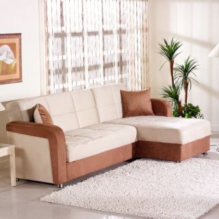 Istikbal Vision Rainbow Brown Microfiber Convertible Sectional Sofa   Sofas