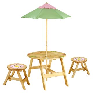 Teamson Design Magic Garden Outdoor Table and Chair Set with Bench   Kids Tables and Chairs