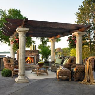 Outdoor GreatRoom Tuscany II Deluxe Reinforced Fiberglass Pergola with Supports   Pergolas