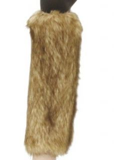 Furry Leg Warmers with Two Toned Highlights Boot Covers in Tan One Size
