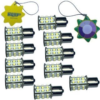HQRP 10 Pack BA15s Bayonet Base 30 LEDs SMD 3528 LED Bulb Warm White for #1141 #1156 Casita RV Interior / Porch Lights Replacement + HQRP UV Meter Automotive