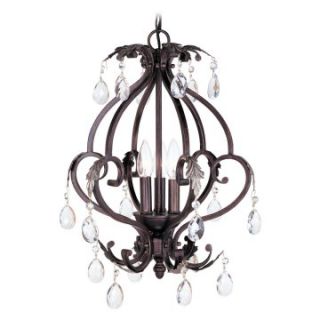 Livex Iron and Crystal 8164 40 Mini Chandelier   Hand Rubbed Bronze with Antique Silver Accents   15W in.   Chandeliers
