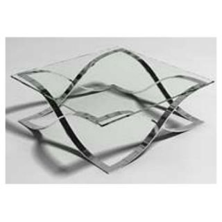 Nuevo Orchid Square Silver Glass Top Coffee Table   Living Room