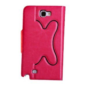 HJX Hot Pink Note 2 N7100 New Fashion Cute Butterfly Pattern Flip Wallet Leather Case With Stand For Samsung Galaxy Note 2 N7100 Cell Phones & Accessories