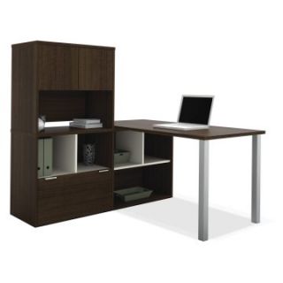 Bestar 50850 78 Contempo L Shaped Desk with Storage Unit   Tuxedo   Desks