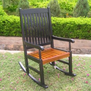 International Caravan Traditional Slat Rocking Chair in Black and Oak Finish   Indoor Rocking Chairs