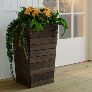 Coral Coast Dark Brown Stained Planter   16 x 16 x 27.5 in.   Planters