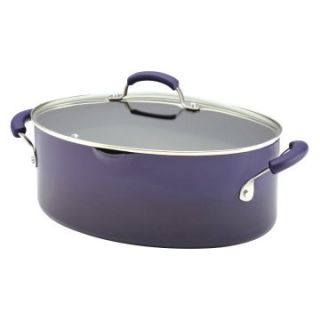 Rachael Ray Porcelain II Nonstick 8 qt. Covered Oval Pasta Pot with Pour Spout   Purple Gradient   Stock Pots