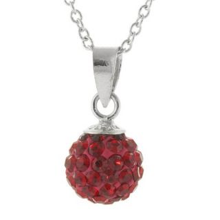 Womens Silver Plated 8mm Crystal Bead Pendant   Red/Silver (18)