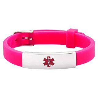 Hope Paige Medical ID Rubber Watch Band Style Adjustable Bracelet   Fuchsia